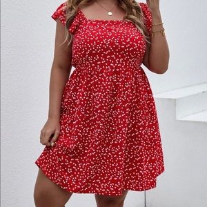 Red dress with white heart print